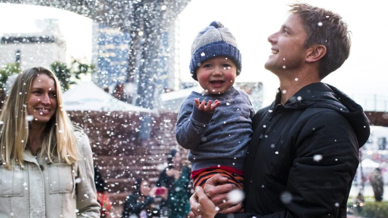 Snowing at Elizabeth Quay.