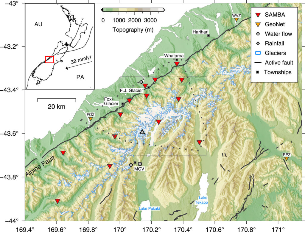 seasonal-snowmelt-and-rainfall-linked-to-increased-microearthquakes-in-new-zealand-s-southern-alps