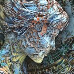 Profile of woman's head with artificial intelligence