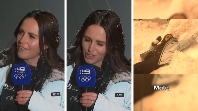 Nine host's unusual live cross.